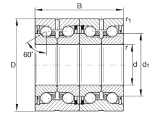 推力角接觸球軸承 ZKLN5090-2RS-2AP, 配對，雙向，兩側(cè)唇密封