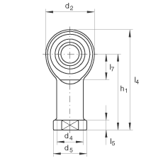 桿端軸承 GIKR22-PW, 根據 DIN ISO 12 240-4 標準，帶右旋內螺紋，需維護