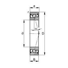 主軸軸承 HSS7012-C-T-P4S, 調節，成對安裝，接觸角 α = 15°，兩側唇密封，非接觸，加嚴公差