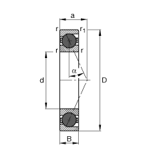 主軸軸承 HCB7000-E-T-P4S, 調節，成對或單元安裝，接觸角 α = 25°，陶瓷球，限制公差